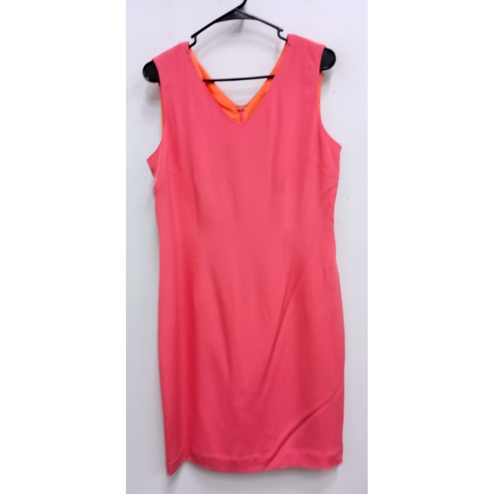 VTG 90s Pure & Simple Sheath Dress Women 10 Pink Silk Sleeveless Timeless